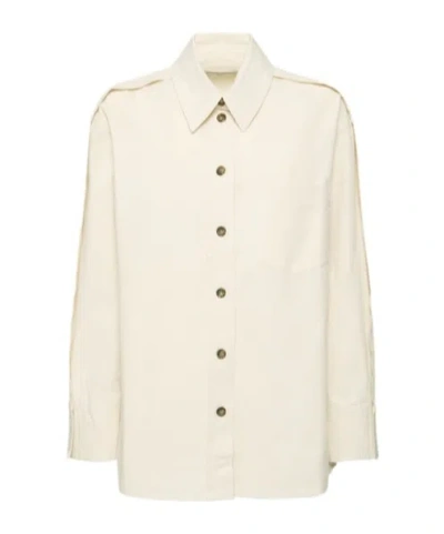 Victoria Beckham Long-sleeved Denim Shirt In Neutral
