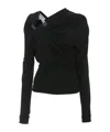 Victoria Beckham Long-sleeved Draped Knitted Top In Black