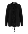 Victoria Beckham Long-sleeved Frilly Shirt In Black