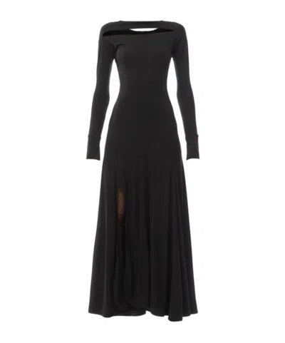 Victoria Beckham Long-sleeved Hollow Dress In Black