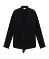 Victoria Beckham Silk Ruffle Front Blouse In Black