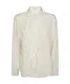 Victoria Beckham Womens Ivory Ruffle-trim Silk Blouse In White