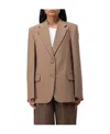 Victoria Beckham Long Sleeved Suit Jacket In Brown