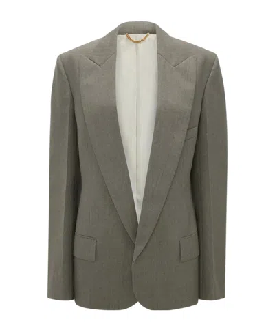 Victoria Beckham Long-sleeved Suit Jacket In Gray