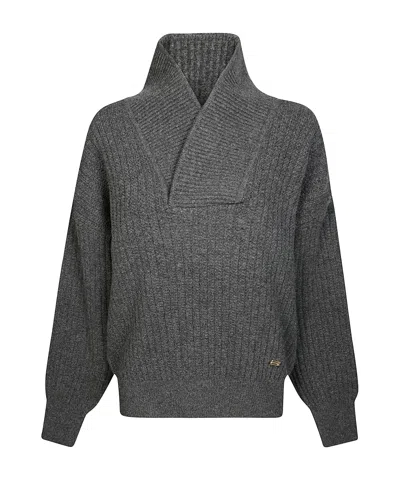 Victoria Beckham Long-sleeved Sweater In Gray