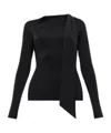 Victoria Beckham Asymmetric Cut Out Crewneck Top In Black