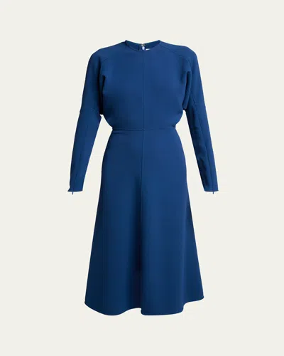 Victoria Beckham Long-dolman-sleeve Dress In Blue