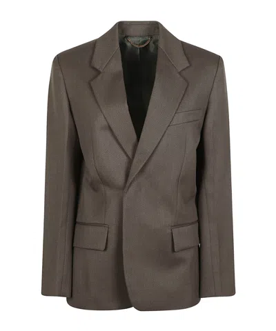 Victoria Beckham Single-breasted Virgin Wool Tailored Blazer In Brown