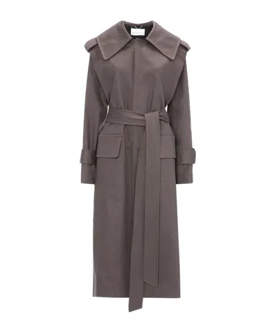 Victoria Beckham Long-sleeved Trench Coat In Brown