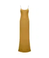 Victoria Beckham Cami Satin Open Back Long Dress In Harvest Gold