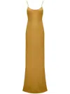Victoria Beckham Cami Satin Open Back Long Dress In 黄色