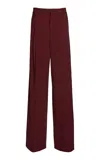 Victoria Beckham Low-rise Wool Suiting Wide-leg Pants In Burgundy