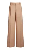 Victoria Beckham Low-rise Wool Wide-leg Pants In Tan