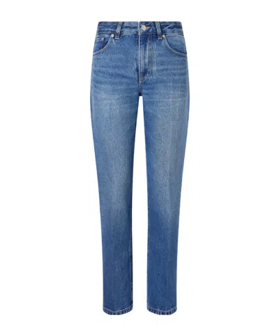 Victoria Beckham Leather-trimmed Low-waist Flared Jeans In Blue