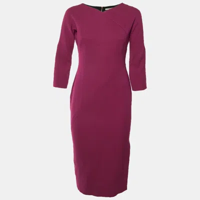 Pre-owned Victoria Beckham Magenta Crepe Sheath Dress M In Pink
