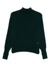 Victoria Beckham Ribbed Turtle-neck Wool Jumper With Long Sleeves In Green