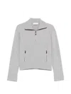 Victoria Beckham Milano Merino Wool And Cashmere-blend Half-zip Sweater In Gray