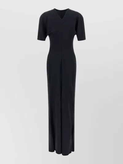 Victoria Beckham Maxi Dress Ruched Waist Short Sleeves In Black