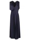 Victoria Beckham Sleeveless Draped V-neck Midi Dress In Blue