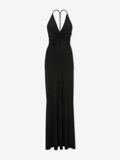 Victoria Beckham V-neck Ruched Cami Long Dress In Black