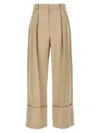 Victoria Beckham Ide Leg Turn-up Pants In Beige