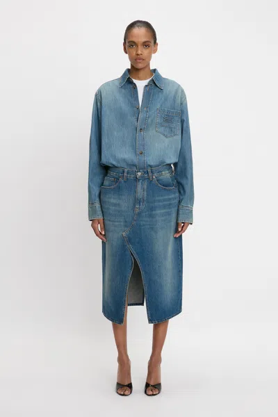 Victoria Beckham Men's Shirt In Mid Blue