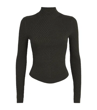 Victoria Beckham Merino Ribbed Sweater In Black