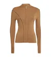 Victoria Beckham Merino Wool-blend Hooded Top In Brown