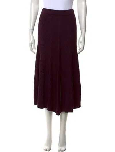 Pre-owned Victoria Beckham Merino Wool Midi Length Skirt In Burgundy