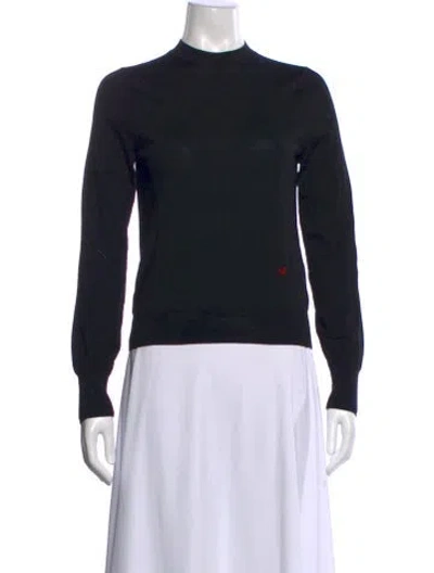 Pre-owned Victoria Beckham Merino Wool Mock Neck Sweater In Blue