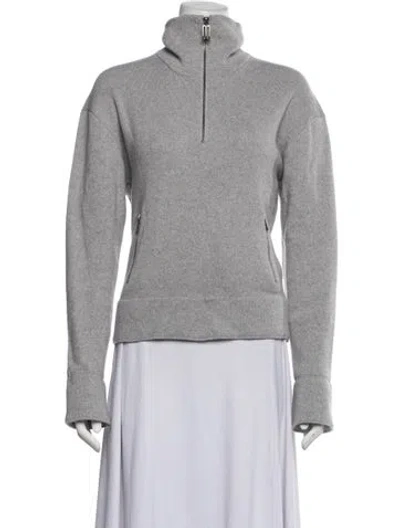 Pre-owned Victoria Beckham Merino Wool Mock Neck Sweater In Grey