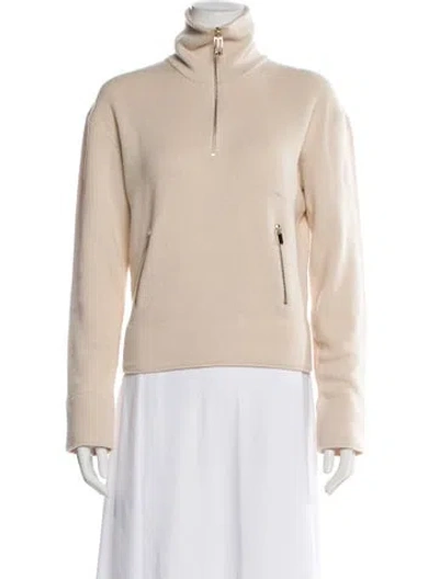 Pre-owned Victoria Beckham Merino Wool Mock Neck Sweater In Neutral