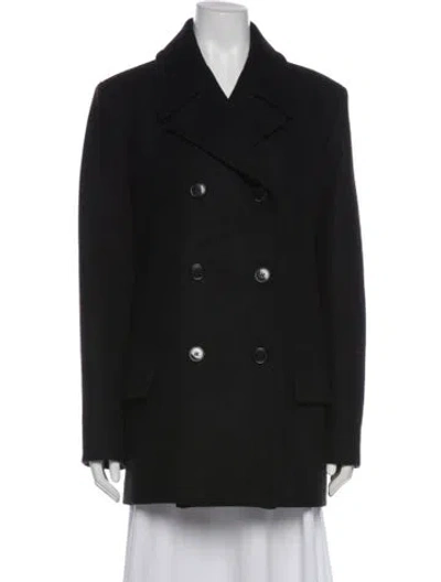 Pre-owned Victoria Beckham Merino Wool Peacoat In Black
