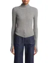 Victoria Beckham Fitted Ribbed Knit Sweater With Subtle V-neckline In Gray