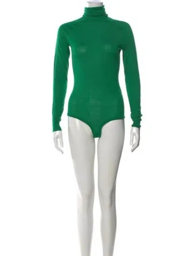 Pre-owned Victoria Beckham Merino Wool Turtleneck Bodysuit In Green