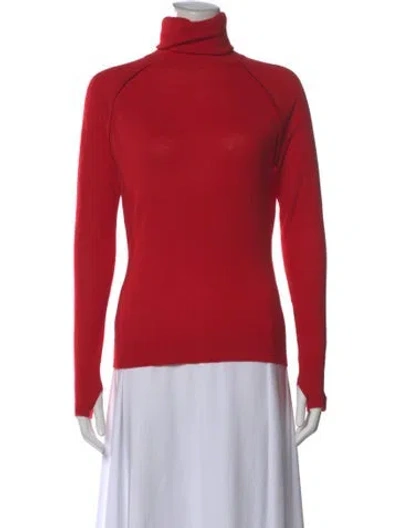 Pre-owned Victoria Beckham Merino Wool Turtleneck Sweater In Red