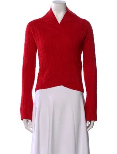 Pre-owned Victoria Beckham Merino Wool V-neck Sweater In Red