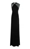 Victoria Beckham Mesh Detail Gown In Black