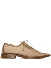 Victoria Beckham Pointed Mesh Lace Up Flats Tan In Brown