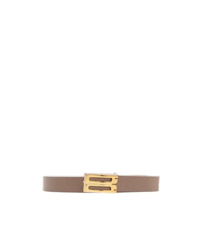 Victoria Beckham Metal Buckle Belt In Brown