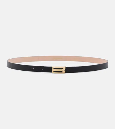 Victoria Beckham Micro Frame Leather Belt In Brown