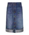 Victoria Beckham Mid-rise Denim Midi Skirt In Blue