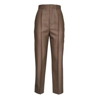 Victoria Beckham Mid Rise Relaxed 3/4 Cropped Pants In Burgundy