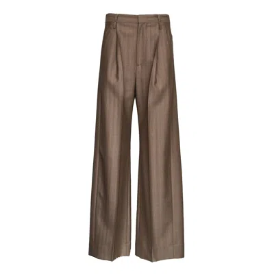 Victoria Beckham Mid Rise Relaxed Unlined Straight Leg Pants In Brown