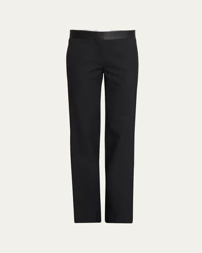 Victoria Beckham Mid-rise Side Panel Straight-leg Trousers In Black