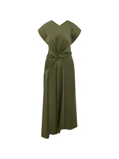 Victoria Beckham Midi Aria Twist-detail Dress In Green