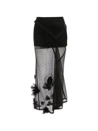 Victoria Beckham Midi Basque Skirt In Black