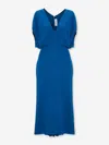 Victoria Beckham Womens Sapphire Blue V-neck Asymmetric-hem Stretch-woven Midi Dress In Cobalt Blue