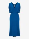 Victoria Beckham Womens Sapphire Blue V-neck Asymmetric-hem Stretch-woven Midi Dress In Cobalt Blue