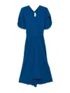 Victoria Beckham Cady Midi Dress In Blue